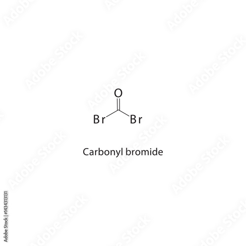 Carbonyl bromide skeletal structure. Acyl halide compound schematic illustration. Simple diagram, chemical formula.