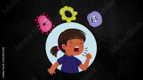 Mycobacterium Kansasii garm bacteria text animation cartoon style background animated video photo