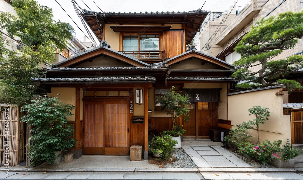 Fototapeta premium Traditional Japanese House in Urban Alley