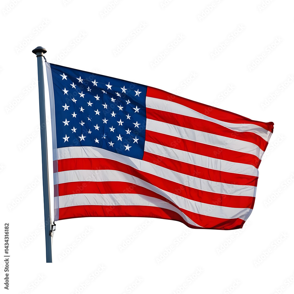 Fototapeta premium A american flag and us independence day flag on PNG background.