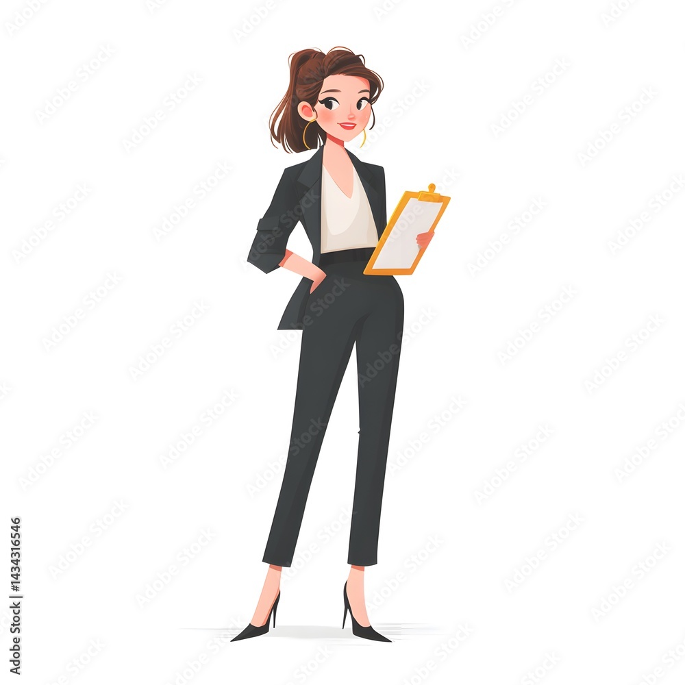A confident business professional stands tall, ready to conquer the workday, with a clipboard in hand and a professional demeanor. A confident business professional stands tall, ready to conquer the workday, with a clipboard in hand and a professional demeanor.