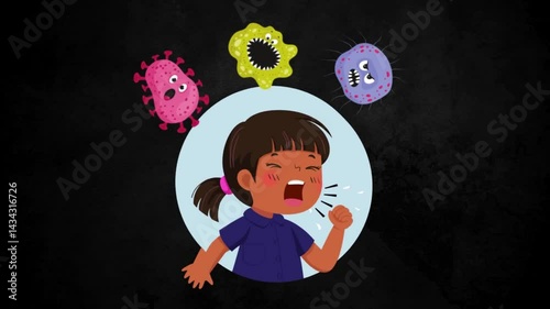 Rotavirus garm bacteria text animation cartoon style background animated video