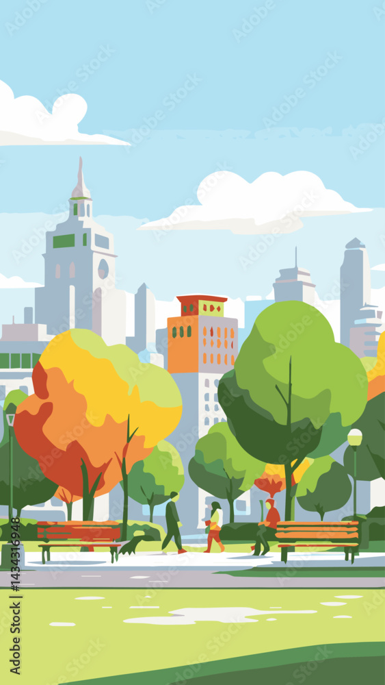 city landscape with trees