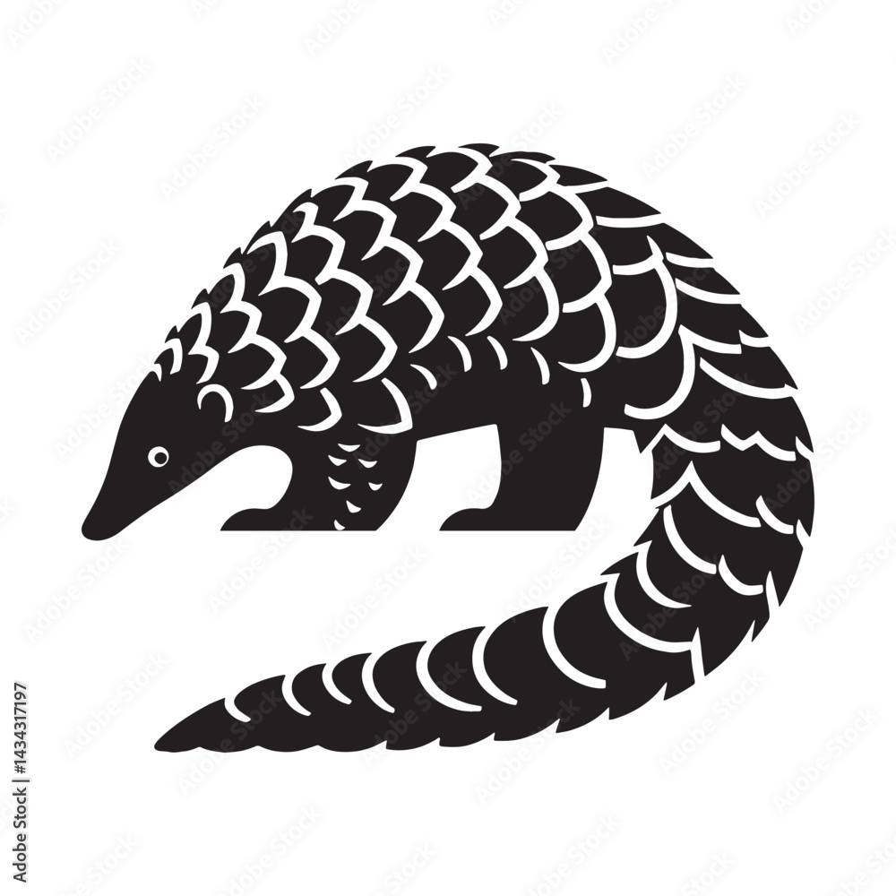 Fototapeta premium Modular pangolin silhouette vector formatted for seamless integration into design systems – pangolin silhouette – pangolin vector – pangolin illustration – silhouette of pangolin