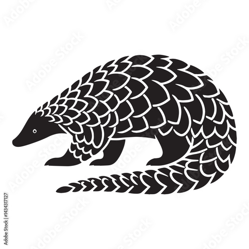 Sharp-edge pangolin silhouette vector ready for modern brand collateral – pangolin silhouette – pangolin vector – pangolin illustration – silhouette of pangolin

