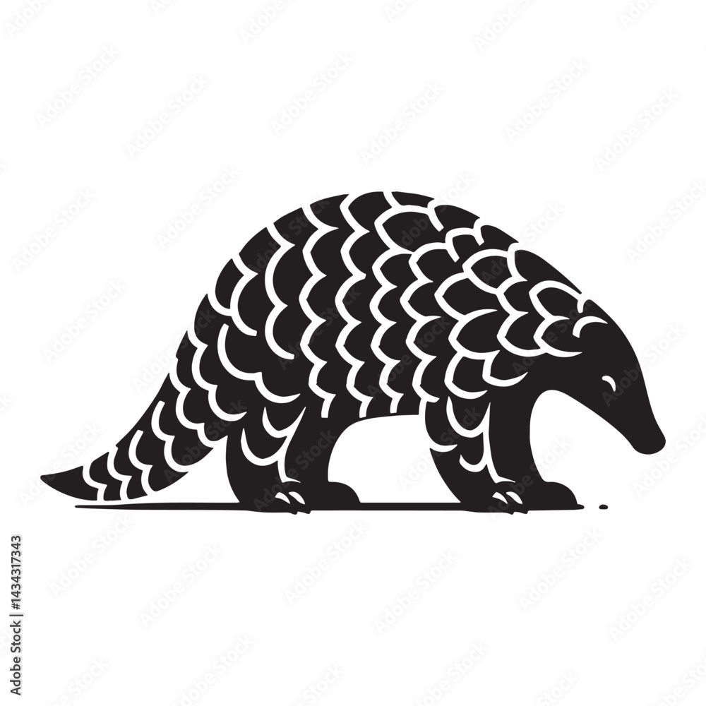 Fototapeta premium Simplified contour pangolin silhouette vector built for flat-design libraries – pangolin silhouette – pangolin vector – pangolin illustration – silhouette of pangolin