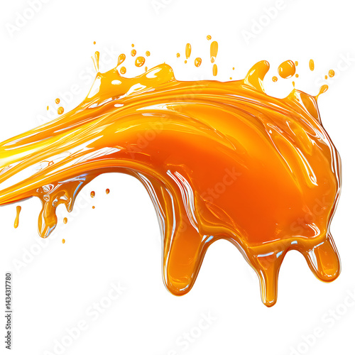 Obraz na płótnie slight bright orange caramel drips top view isolated on white background w salonie