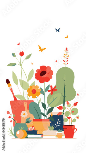 Obraz na płótnie flowers and plants vector w salonie