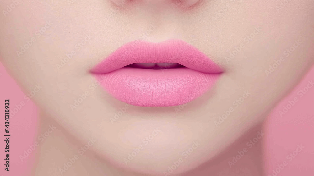 Obraz premium Close-up of lips with matte lipstick and soft diffused lighting