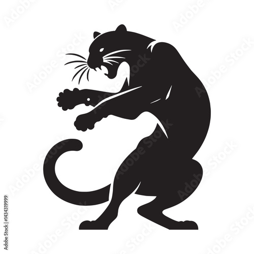 Monochrome ocelot silhouette vector suitable for dark-mode and grayscale themes – ocelot silhouette – ocelot vector – ocelot illustration – silhouette of ocelot

