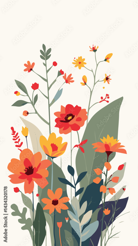 floral background with red flowers