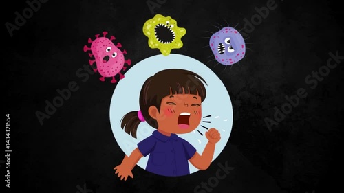 Varicella-Zoster Virus garm bacteria text animation cartoon style background animated video