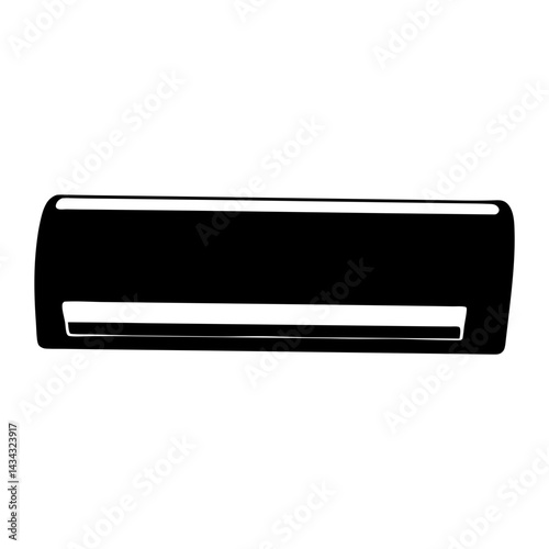 Monochrome depiction of a modern wall mounted air conditioning unit indoors