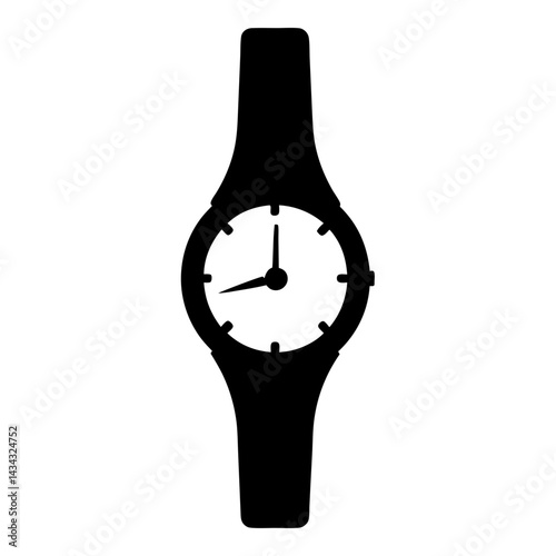 Elegant black and white wristwatch vector illustration showcasing timekeeping design