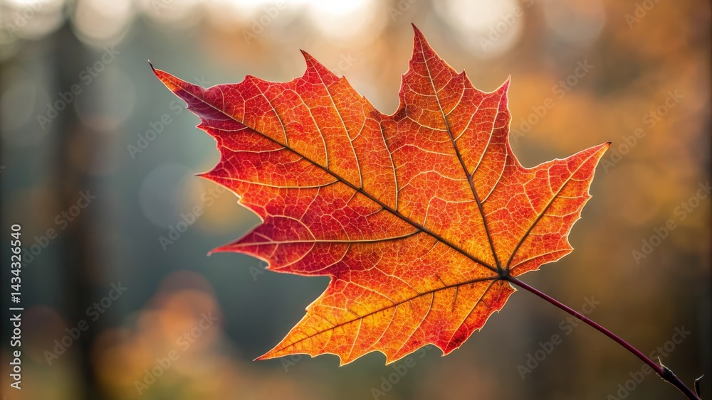 Fototapeta premium Glowing Maple Leaf, Backlit close-up, Fall Colors, nature, autumn