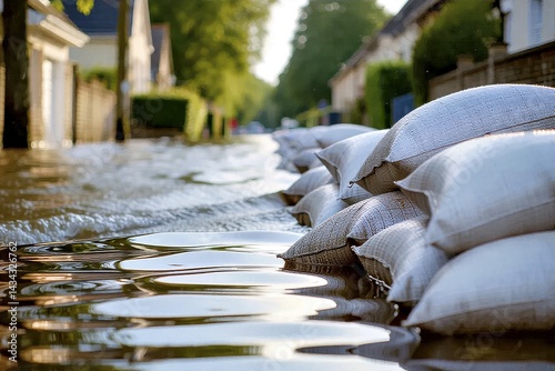 Sandbags Protect Homes from Flood Waters

