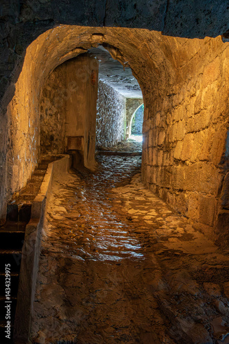 Obraz na płótnie Stone vault over the Cerezuelo River, located under the Church of Santa María in Cazorla, Jaén, Spain. w salonie