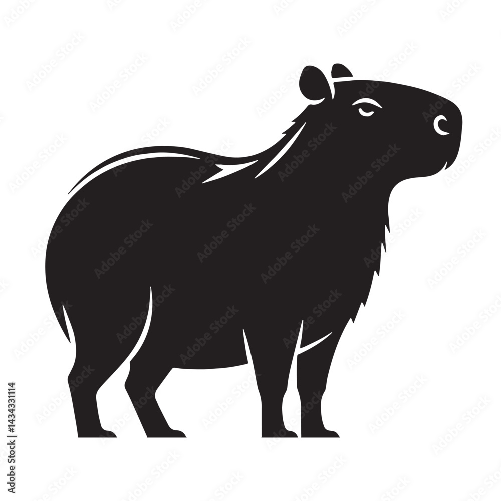 Obraz premium Refined capybara silhouette vector with smooth curves for elegant packaging and merchandise design – capybara silhouette – capybara vector – capybara illustration – silhouette of capybara