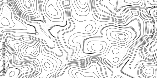 Generate a high-contrast black and white topographic map featuring detailed contour lines. The map should display various elevations using closely spaced, Topography and geography map grid abstract.