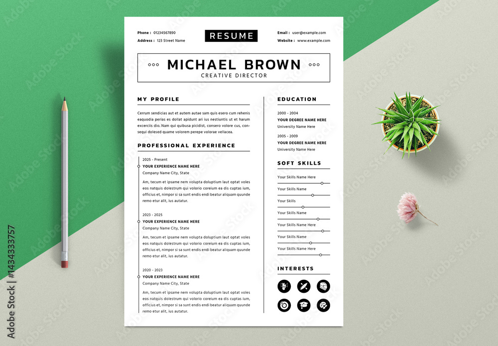 Modern Resume Template Layout Stock Template | Adobe Stock