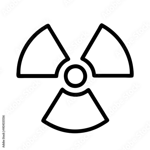 Download radiation symbol vector: nuclear warning sign, radioactive hazard icon, danger logo, outline