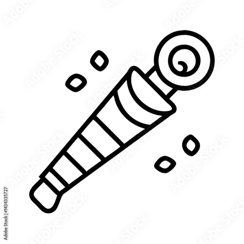 Outline party blower with confetti vector illustration for birthday celebration and events decoration