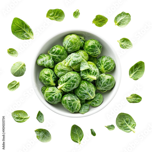 Green Brussels Sprouts Isolated on white transparent background