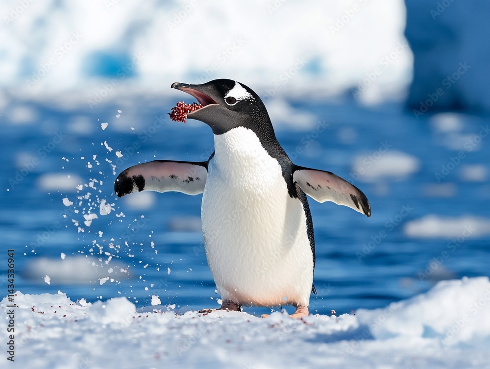 Fototapeta premium Playful Chinstrap Penguin Chick in Antarctica