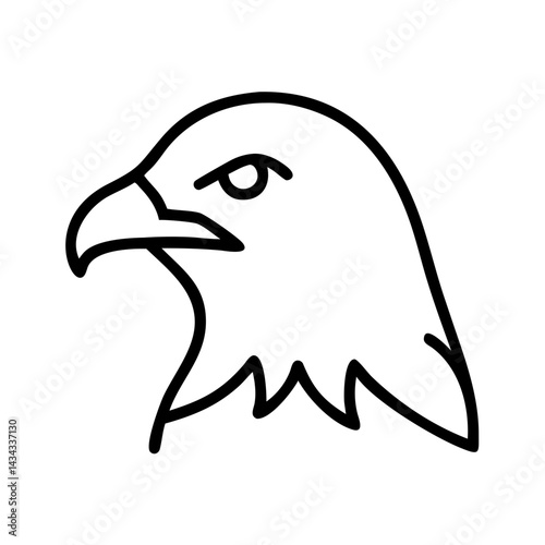 Eagle head outline vector illustration, bird of prey drawing, bald eagle graphic symbol design icon
