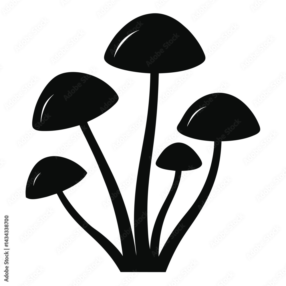 Silhouette of a Cluster of Mushrooms Silhouette of a Cluster of Mushrooms