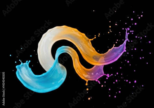Colorful paint splash swirlbackground photo