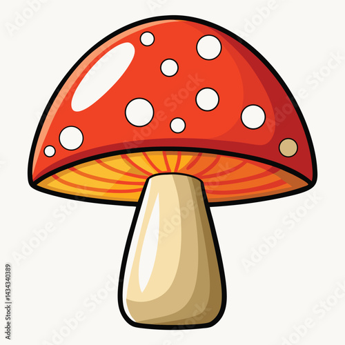 Cartoon Red and White Mushroom Illustration
