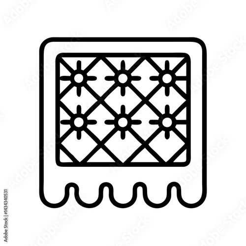Illustration of a modern decorative radiator cover with geometric pattern for home heating design