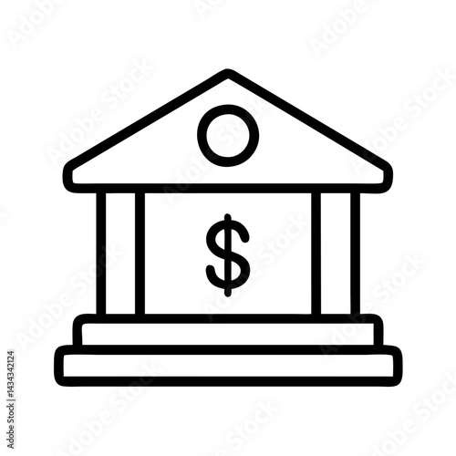 Bank icon vector, finance building illustration, money and banking services, financial institution