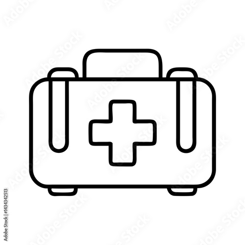 First aid kit outline vector illustration, medical emergency kit, healthcare and medicine bag icon