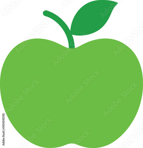 green apple vector icon on transparent background