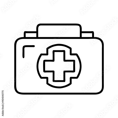 First aid kit vector icon medical emergency healthcare kit symbol outline design illustration