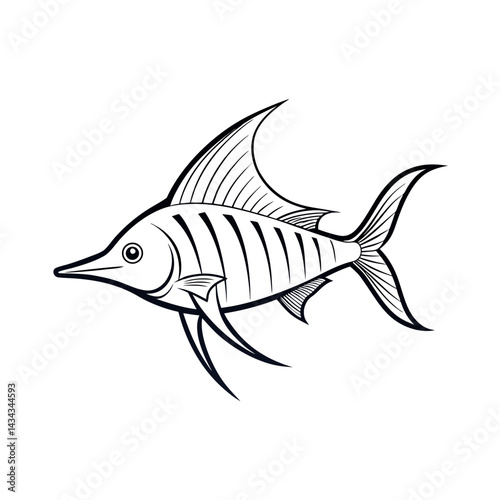 Swordtail Fish Lineart Vector