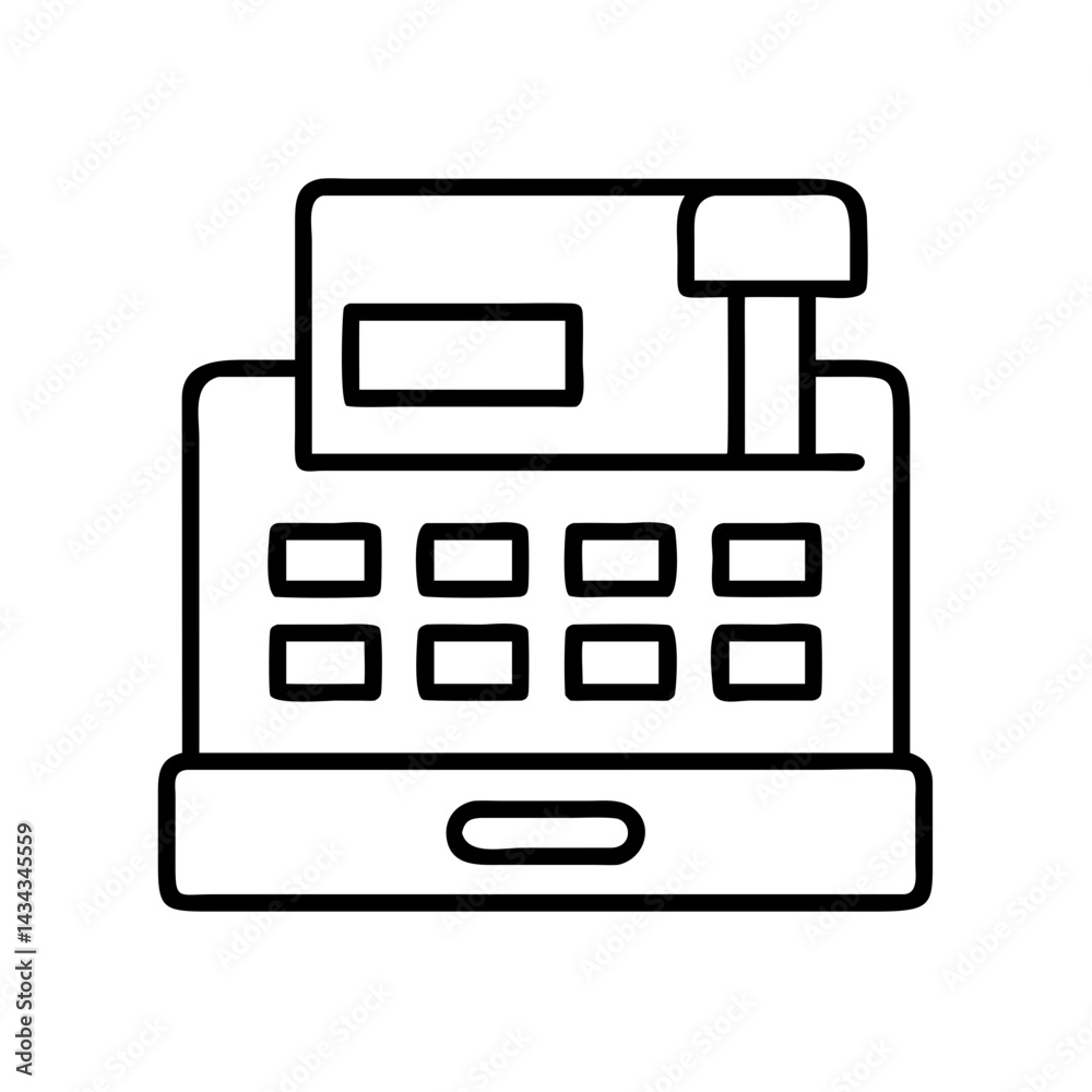 Checkout counter machine for business transaction point of sale system line art vector design Checkout counter machine for business transaction point of sale system line art vector design
