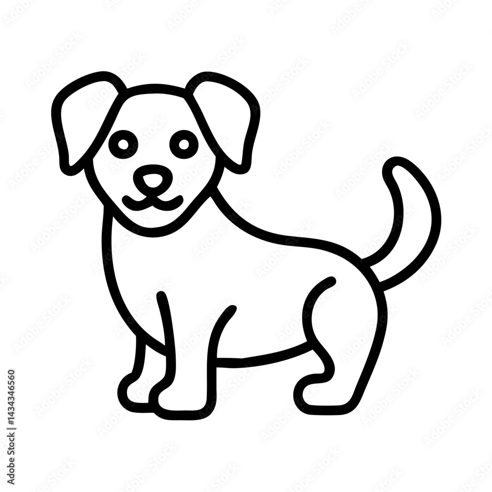 Fototapeta premium Illustration of a cute puppy dog pet animal drawing vector design for kids and children art projects