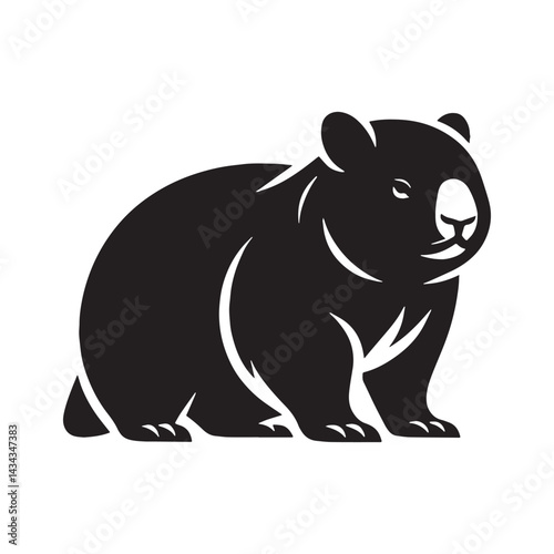 Consistent-line wombat silhouette vector tailored for professional asset suites – wombat silhouette – wombat vector – wombat illustration – silhouette of wombat

