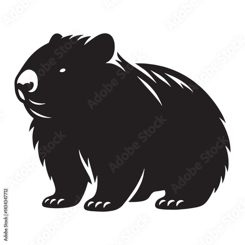 Ultra-clean wombat silhouette vector suited for pure minimalist aesthetics – wombat silhouette – wombat vector – wombat illustration – silhouette of wombat

