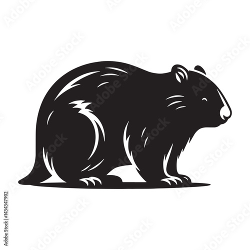 Sleek-profile wombat silhouette vector optimized for web and print contexts – wombat silhouette – wombat vector – wombat illustration – silhouette of wombat

