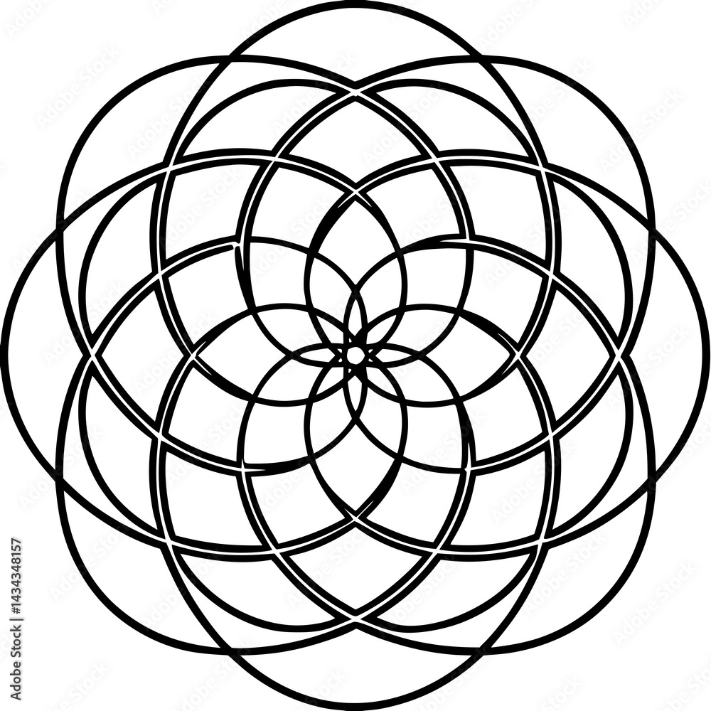 Minimal Mandala Rings Vector on White Minimal Mandala Rings Vector on White