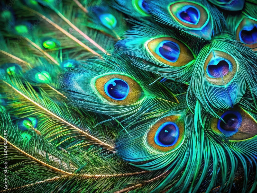 Obraz premium Minimalist Peacock Feather Photography: Abstract Blue Green Teal Pattern Design