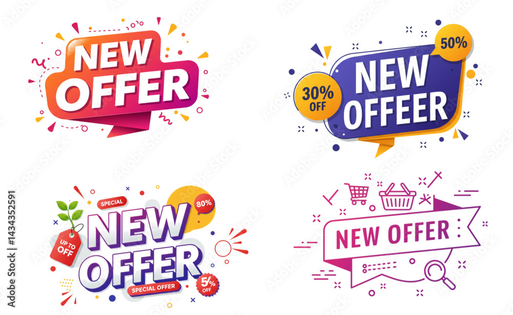 Fototapeta premium Set of New offer in different styles