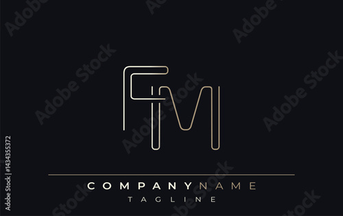FM Abstract Line Style Logo. Minimalist Design Featuring the Letters F and M Abstract Line Style
