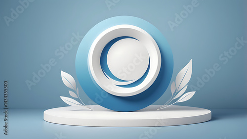 Elegant 3D Geometric Design: Minimalistic Blue and White Background for Modern Branding and Logo Concepts