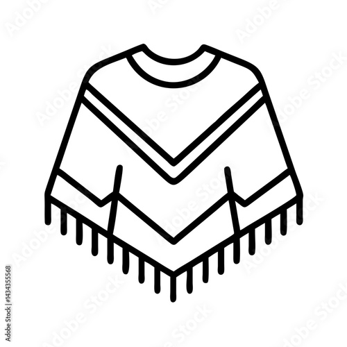 Vector illustration of a traditional mexican poncho outline drawing isolated on white background