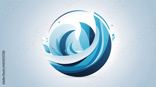 Abstract Blue Waves Vector Design: Modern Artistic Illustration of Ocean and Nature Elements